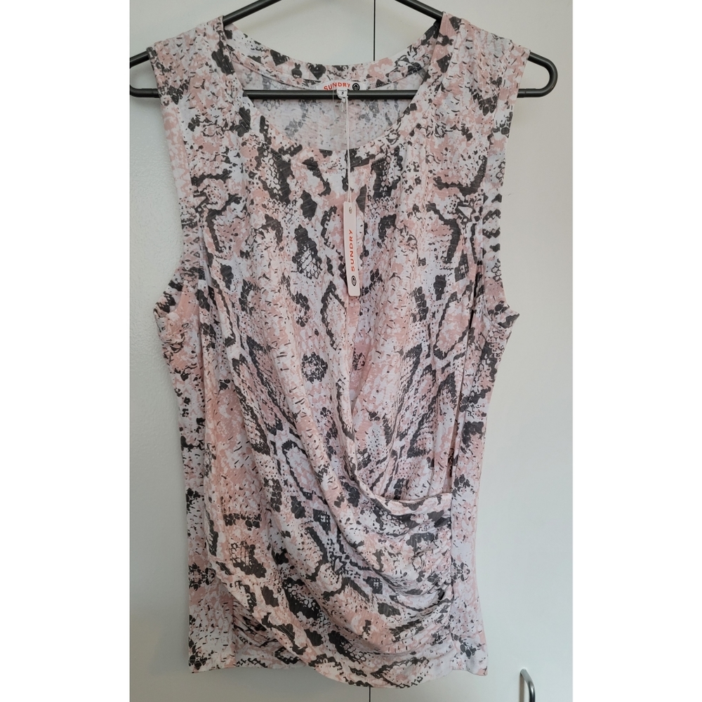 Sundry Snakeskin Wrap Tank Top